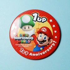 Universal Studios Hollywood Super Nintendo World 1st Anniversary 1UP Button Pin