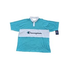 Champion Mens Polo Shirt XL Rugby Blue White Short Sleeve NWT Golf Tennis Preppy