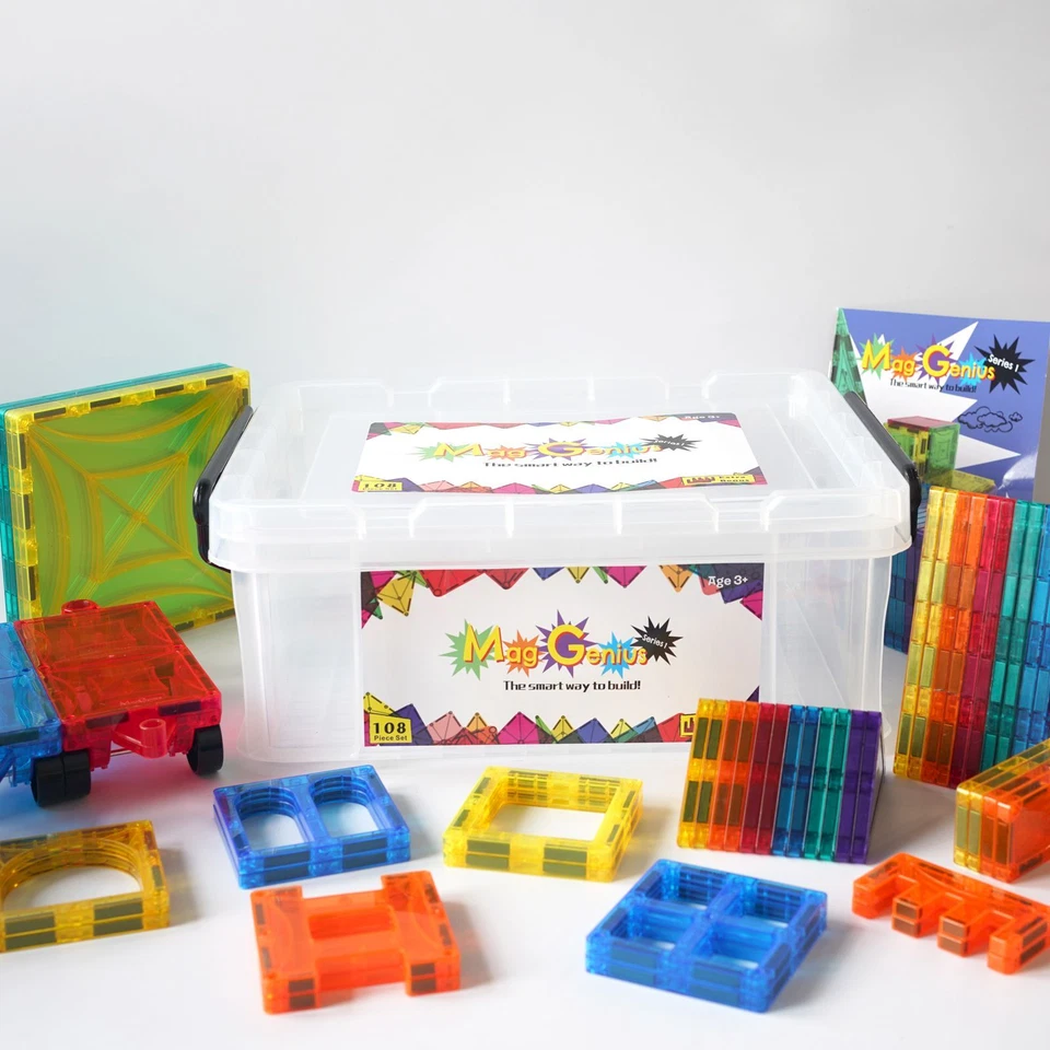 Magnet Tiles NEW 2020 Mag-Genius Magna Award Winning Building Magnetic Toy 108pc - Image 3 of 4