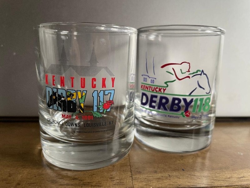 Kentucky Derby 1991 & 1992 - 117 & 118 - 3 oz Jigger Shot Glasses (double shots)