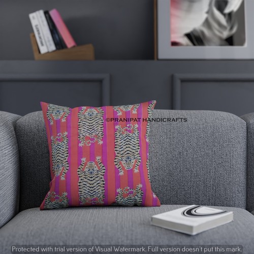 Set of 5 Orange Tibetan Tiger Print Cotton Cushion Cover Home Decor Pillow Cases - Picture 8 of 14