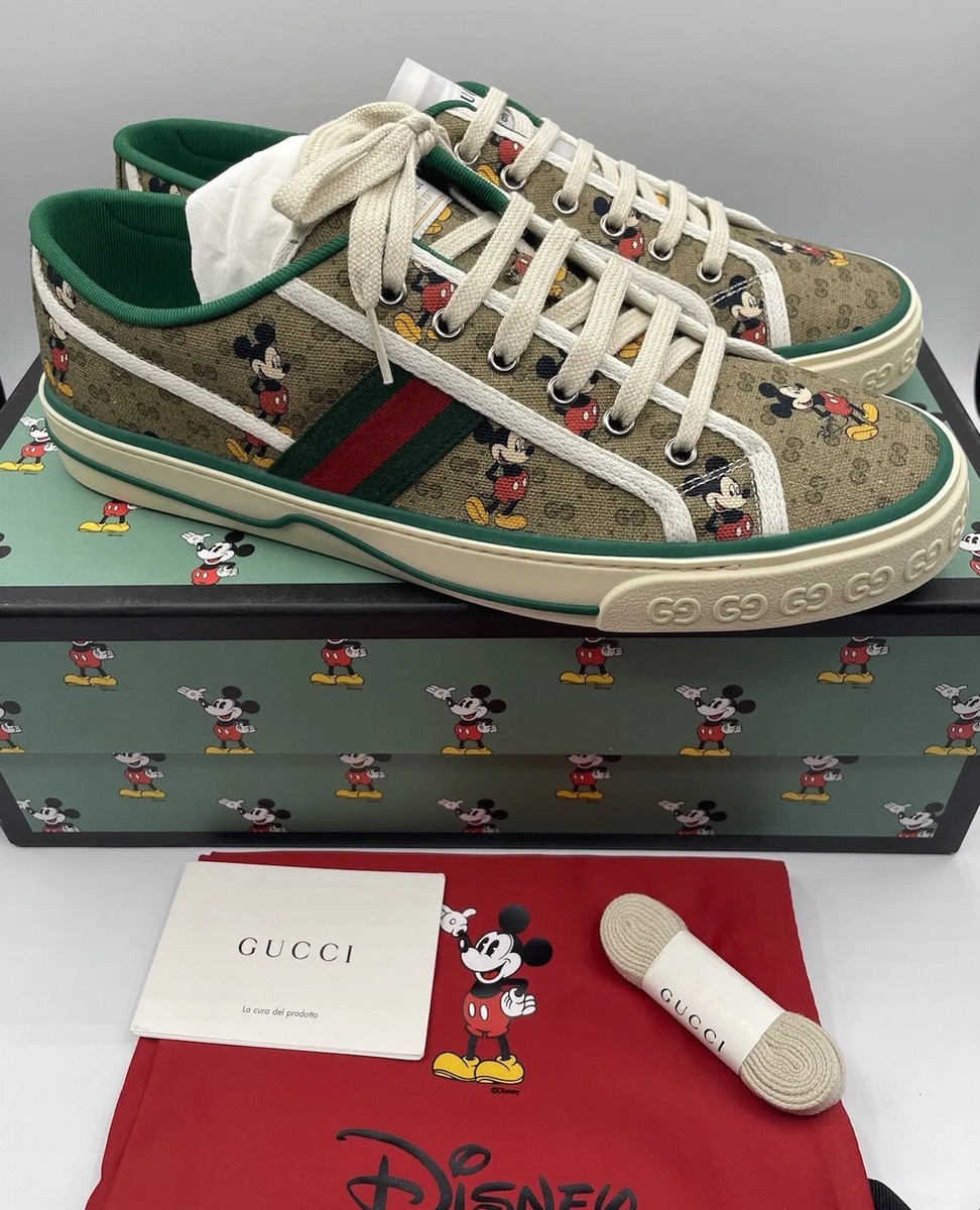 Gucci X Disney Mickey Tennis 1977 GG Print Men's Sneakers Sz