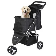 3-Wheel Travel Pet Stroller for Dog and Cat Lightweight Foldable Stroller 