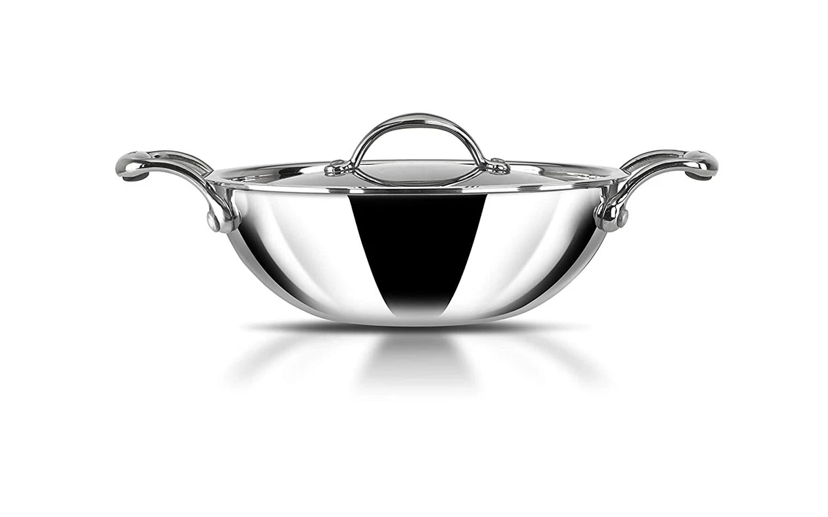 Stahl Triply Stainless Steel Artisan Wok 30 CM 5.1 Ltr With Lid