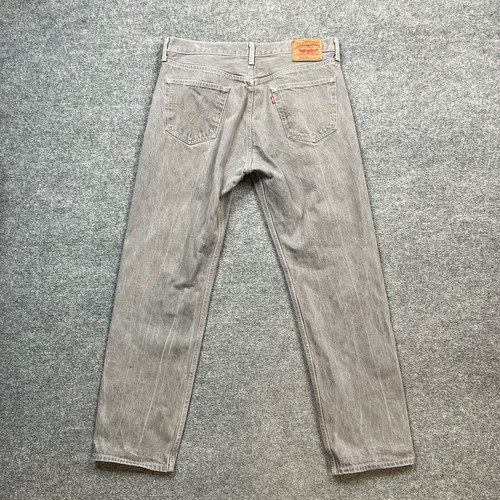 Vintage Levis 501XX Jeans Mens 36 Grey Straight Leg Button Fly Overlock Stitch - Picture 11 of 15