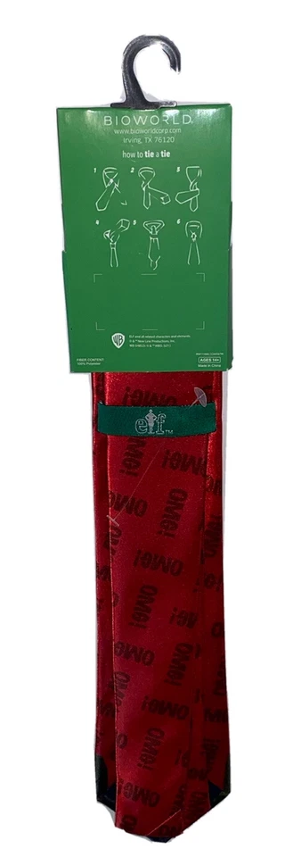 Corbata cuello elfo roja verde para hombre OSFM Buddy The Elf OMG SANTA! Película NUEVA Foto 2 de 4