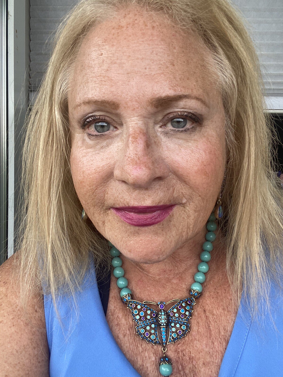 HEIDI DAUS VINTAGE BLUE BUTTERFLY NECKLACE + BEAUTIFUL WING EARRINGS FLY 2 U 🦋