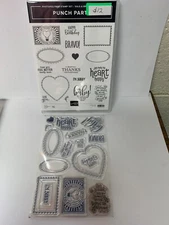 STAMPIN UP punch party stamp set hearts frames. Thanks birthday love.