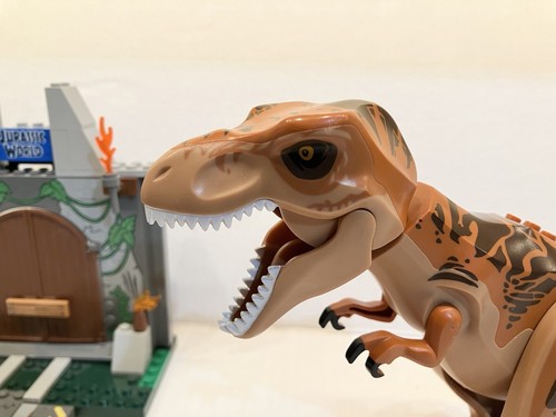 Lego T-Rex Dinosaur Figure & Jurassic World Gate from Set 10758, Not Complete - Picture 3 of 11