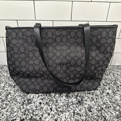 Coach Signature Taylor Jacquard Tote SV/Black Smoke/Black | eBay