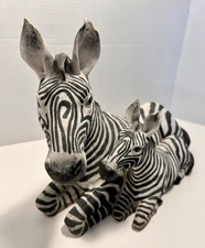 Zebra & Foal Resin Sculpture Touch of Class 16.5" long 11.5" tall