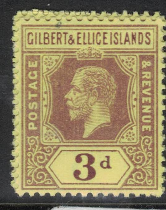Gilbert & Ellice 1912 3d SG 16 MNH (6hem)