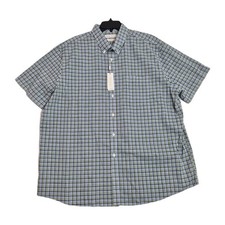 Roundtree Yorke Gold Label Men's Shirt Size XXL Plaid Short Sleeve Green 61