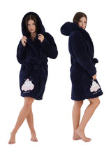Damen-Pl&uuml;schbademantel mit Kapuze und Taschen, Gr&ouml;&szlig;e S, bequem, zum Binden, warm