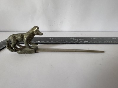 Vintage Brieföffner Retro silberfarben Fuchs Kurios Sammlerstücke Zinn Modernist 