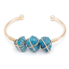 Adjustable Natural Crystal Raw Stone Copper Bracelets Hand Made 5pc Lots