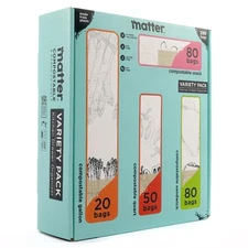 Compostable Resealable Kitchen Bags 230 Count Variety Pack for Food Storage