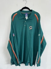Miami Dolphins Reebok NFL Apparel Football Men's Polo Long Sleeve AFC  Sz L