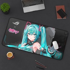 Anime-Themed Desk Mat featuring, Hatsune Miku, Gamer desk pad, Asus Rog