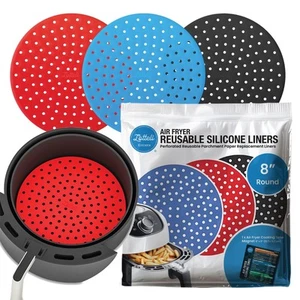 Reusable Air Fryer Liners 3 Pack for 5-7QT Fryers - 8" Round Silicone Air Fry... - Picture 1 of 9
