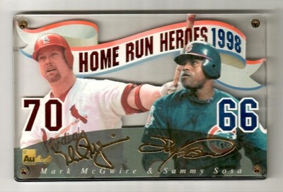 Authentic Images HOME RUN HEROES - MARK MCGWIRE SAMMY SOSA 24kt Gold Signature
