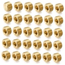 30 Pcs 1/4" NPT Brass Male Pipe Plug Fitting Set Internal Hex Thread Socket