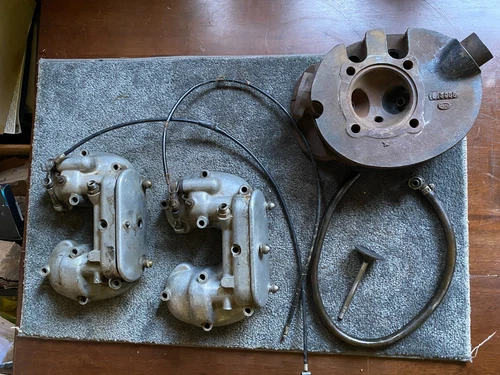 Original 1950s 1960s AJS Matchless Lot of Rocker Boxes 013958 and Cylinder Head