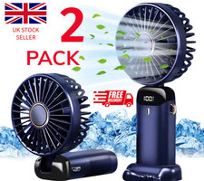 Image of 2 Pack USB Rechargeable Handheld Fan 5 Speed Portable Mini Desk Travel Fan New