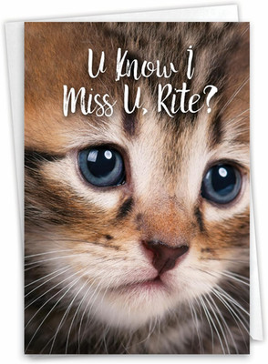 The Best Card , Miss U Kitties - Cute Miss You Card with Envelope - Goodbye, Thi