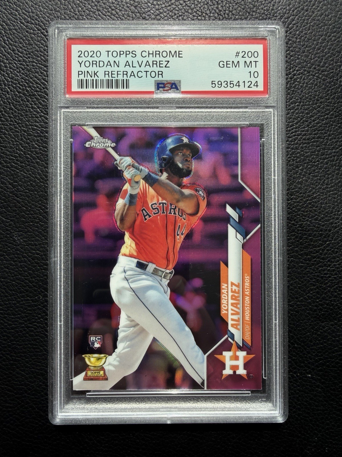 Topps 2020 Chrome Yordan Alvarez #200 Houston Astros RC Pink Refractor PSA 10