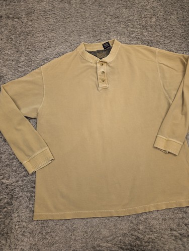 Faded Glory Henley Shirt Mens Size XL Brown Long Sleeve Cotton Tan - Picture 3 of 16