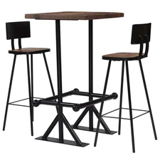  Bar Set Multicolor Solid reclaimed wood and powder-coated steel