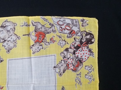 Vtg Signed Tom Lamb Childs Hanky Assorted Aminals Working, Bears Dogs Elephant - Picture 4 of 5