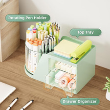 Desk Organizer with 2 Drawer, 360 Rotating Pen Holder, Desk Organizers and Ac...