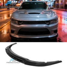 Fits 15-23 Dodge Charger SRT GT Scat V7 B Style Front Bumper Lip Gloss Black ABS