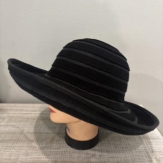 Sombrero Liz Claiborne Vintage Mujer Ala Upturn Negro