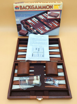 Vtg Backgammon Leatherette Travel Case Players Guide 1987 Geoffrey Cardinal NOB