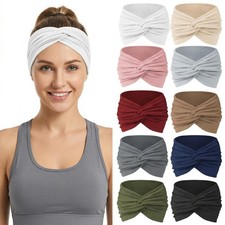 10 Pcs Wide Headbands for Women Non Slip, Stretchy Turban Hair Bands for Big Hai