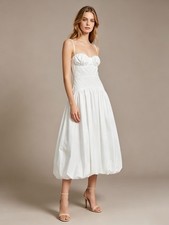 NWOT Farm Rio White Bubble Midi Dress Size L 100% Cotton