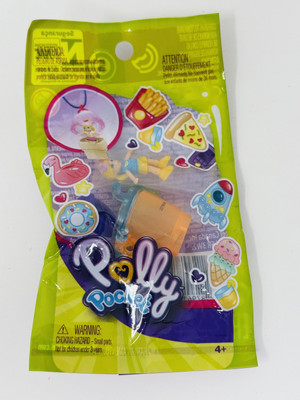 Polly Pocket Tiny Takeaway Orange Cup Blue Lid with Doll - BUY 2, GET 1 FREE!