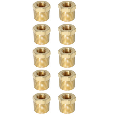 10 Pack XFITTING 1/2'' Male x 1/4'' Female NPT Hex Reducer Bushing, Lead Free