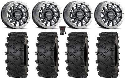 Raceline Squad Bdlk 15'' Wheels Bk +38mm 35'' Outlaw M/T Tires Can-Am Defender