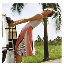 Anthropologie Maeve Cleary multicolor mock neck striped dress Size L: Pockets 