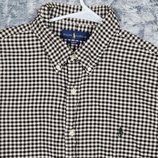 Polo Ralph Lauren Button Down Shirt Mens Size XL Slim Fit Gingham Casual Check