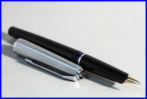 Black PELIKAN M20 SILVEXA Piston Fountain Pen With OBLIQUE BROAD 14C GOLD Nib