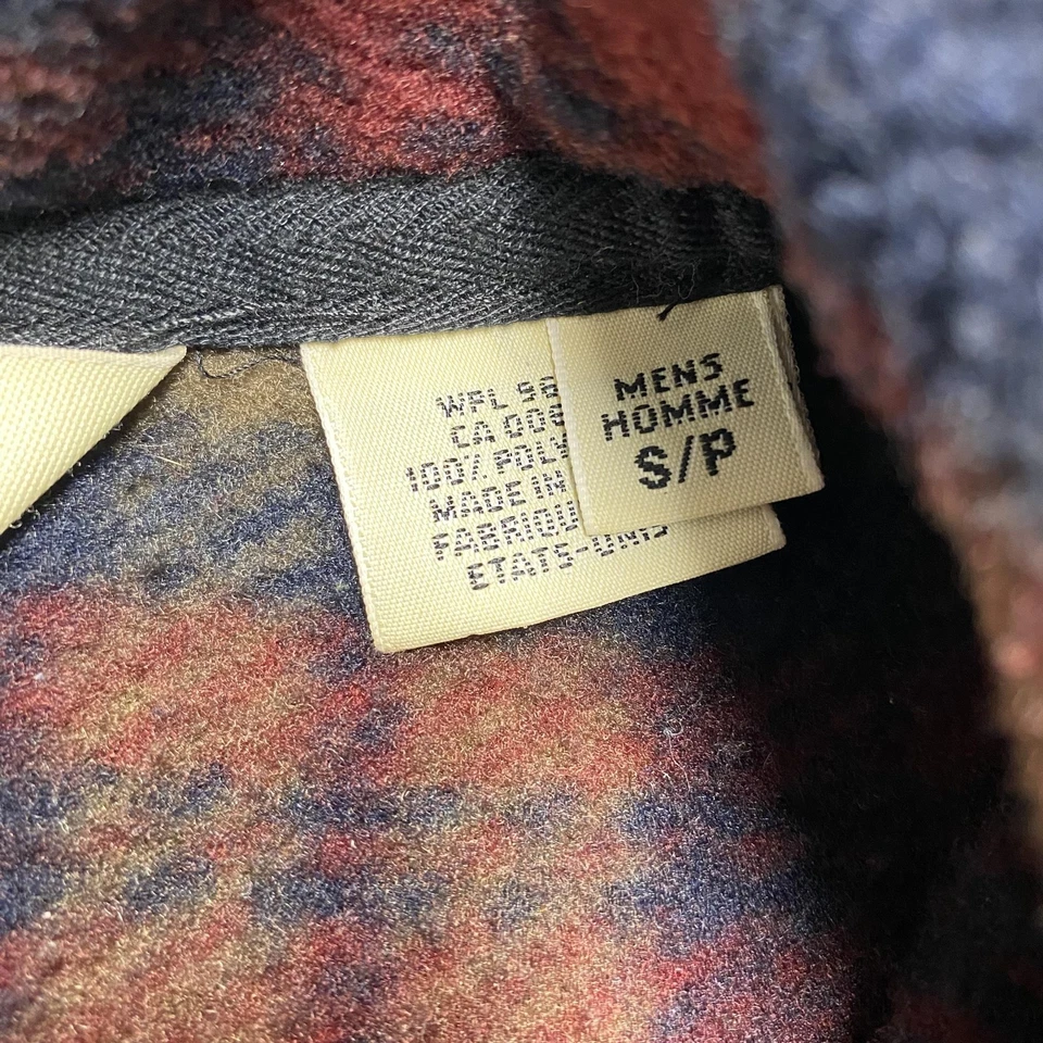 Suéter Eddie Bauer Para Hombres Pequeño Rojo Azul Marino A Cuadros Polar Cuarto Cremallera Pullover EE. UU. Foto 4 de 4