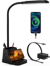 LED Desk Lamp with USB Charging Port, Study Table Light for Home Office Bedro...