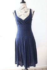Lauren Ralph Lauren Navy Eyelet A-Line Size 2 Navy Blue Midi Dress