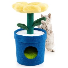 Cute Cat Tree for Indoor Cats, Kitten Tower w/Flower Padded Perch, Planter Condo