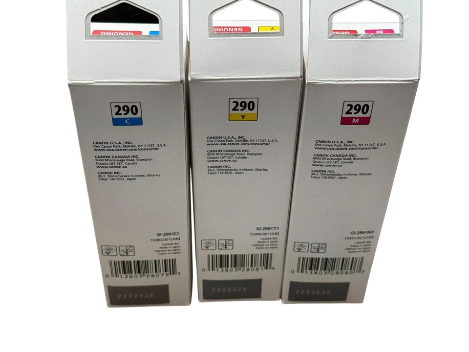 NUEVO 🌈 BOTELLAS SELLADAS Tinta Canon GI-290 Botella Color Cian/Magenta/Amarillo Paquete de 3 Foto 3 de 4